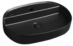 Isvea Isvea, chiuveta blat ceramica INFINITY OVAL, 60x40cm, negru mat, 10NF65060-2N