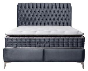 Pat FAVORI 160x200, stofa catifelata gri antracit - BF 16, cu somiera