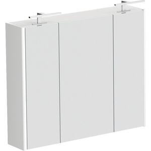 Dulap baie cu oglindă Cubo și iluminare LED, 3 uși, PAL, 70x85 cm alb
