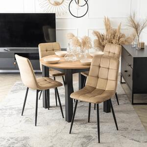 Set de dining HARRY, masă 102–142 cm, stejar Artisan/negru, cu 4 scaune PERU bej