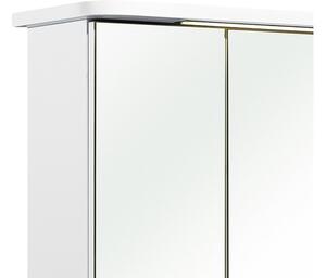 Dulap baie cu oglindă pelipal Agira, 3 uși, iluminare LED, PAL, 72x75 cm, alb lucios, IP 44