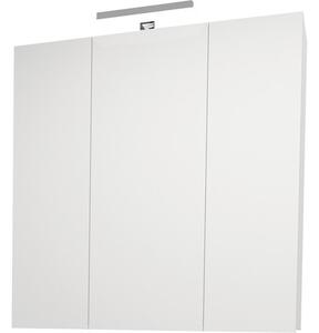 Dulap baie cu oglindă Fly, 3 uși, iluminare LED, PAL, 77x72 cm, alb lucios, IP 44