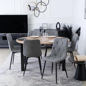 Set de dining HARRY masă 102–142 cm, stejar Artisan/negru, cu 6 scaune ROBIN 2 gri