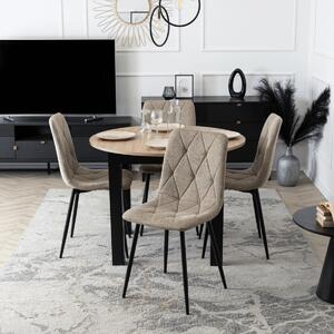 Set de dining HARRY masă 102–142 cm, stejar Artisan/negru, cu 4 scaune ROBIN 2 bej