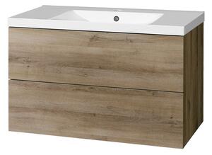 Mereo, Mereo Aira, mobilier de baie cu lavoar din marmură turnată 101 cm, stejar Halifax, MER-CN742M