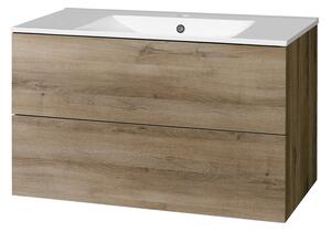 Mereo, Mereo Aira, mobilier de baie cu lavoar ceramic 101 cm, stejar Halifax, MER-CN742