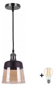 BRILAGI -LED lustra suspendată pe cablu R GLASS 1xE27/60W/230V diametru 15,5 cm negru/bej fumuriu