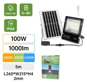 Aigostar-LED Proiector LED solar/100W/3,2V 2000mAh 3000K/4000K/6500K IP66 + telecomandă