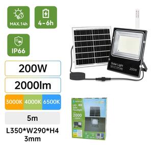 Aigostar-LED Proiector solar LED/200W/3,2V 3600mAh 3000K/4000K/6500K IP66 + telecomandă