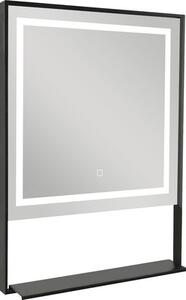 Oglindă baie cu LED pătrată Sanotechnik Soho ZI310 60x80 cm, cu iluminare indirectă și etajeră, negru mat