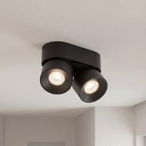 PRIOS Lampa Rotari basic, cu 2 becuri, negru, 18 cm, GU10, reglabil, Negru, Camera de zi / sufragerie, Metal, Modern