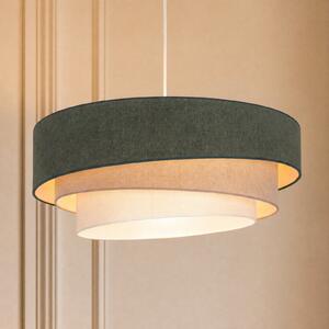 Duolla Lampă suspendată Trio, verde/bej, Ø 60 cm, material textil, E27, Verde, Camera de zi / sufragerie, Țesătură / Textil, Viața tânără