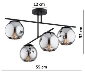 BRILAGI - Lustră aplicată DIOR 4xE27/60W/230V negru/gri fumuriu