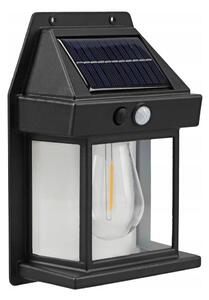 Aplică de perete solară cu senzor, LED, 3,7V 600 mAh, IP44, neagră