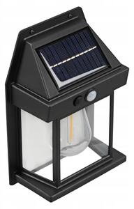 Aplică de perete solară cu senzor, LED, 3,7V 600 mAh, IP44, neagră