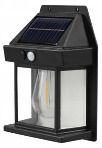 Aplică de perete solară cu senzor, LED, 3,7V 600 mAh, IP44, neagră