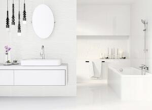 Faianță baie / bucătărie Structure Pattern White Wave rectificată, albă lucioasă 25x75 cm