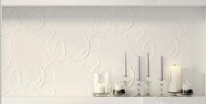 Faianță baie / bucătărie Structure Pattern White Flower rectificată, albă lucioasă 25x75 cm