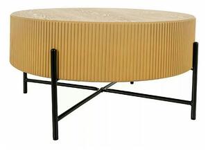 Măsuță cafea TUCA, stejar/negru mat, furnir/metal/MDF, 80x80x40 cm