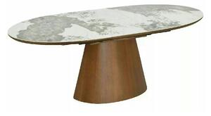 Masă extensibilă MAROCCO, alb/nuc, ceramică/furnir/MDF, 160–200x90x75