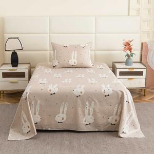 Cearsaf din microfibra 140x240 cm si husa de perna 50x70 cm WHITE RABBIT, bej