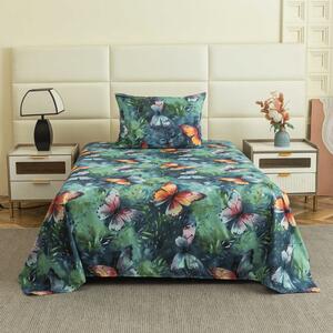 Cearsaf din microfibra 140x240 cm si husa pentru perna 50x70 cm COLORFUL BUTTERFLY, colorat