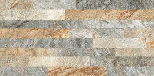 Gresie portelanata Quartz multicolor de exterior/interior Cesarom maro si gri mat, dreptunghiulara, 60 x 30 cm
