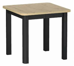 Masă extensibilă OSKAR, stejar artizanal/negru, PAL laminat/MDF, 80–20
