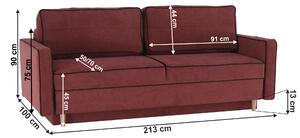 KONDELA Canapea extensibilă, roz / negru, BERNIA