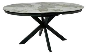 Masă extensibilă PORTO, alb lucios/negru, sticlă securizată/ceramică/m
