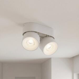 PRIOS Spot Rotari basic, cu 2 becuri, alb, lungime 18 cm, GU10, reglabil, Alb, Camera de zi / sufragerie, Metal, Modern