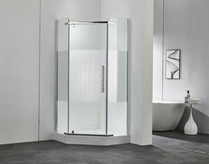 Cabină de duș pentagonală Belform Maze 90 x 90 x 185 cm sticlă transparentă profil crom deschidere stânga