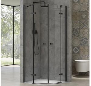 Cabină de duș semirotundă Belform Infinity 80x80x200 cm sticlă transparentă, profil negru
