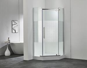 Cabină de duș pentagonală Belform Maze 90 x 90 x 185 cm sticlă transparentă profil crom deschidere dreapta