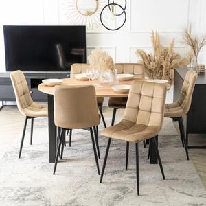 Set de dining HARRY masă 102–142 cm, stejar Artisan/negru, cu 6 scaune PERU bej