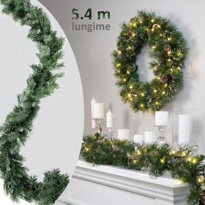 Ghirlanda din brad artificial Cashmere Pine, lungime 5.4 m, ramuri verde-alb, aspect nins