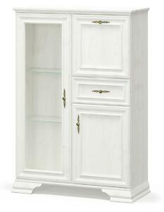 Vitrina living clasica IRYS, pin alb anderson, PAL laminat, 93x39x133