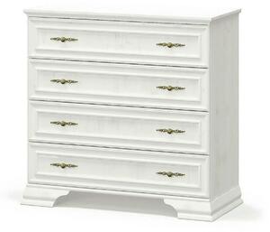 Comoda pin alb anderson IRYS, PAL laminat, cu 4 sertare, 93x39x89 cm