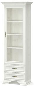 Vitrina living clasica IRYS, pin alb anderson, PAL laminat, 70x43x198