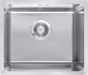 Deante Egeria, chiuvetă sub placă din oțel inoxidabil cu 1 cameră B/O 380x440x200 3,5" + sifon care economisește spațiu, model satinat, ZPE_010A