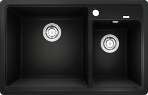 Blanco Legra 8, chiuveta silgranit 780x500x190 mm, 2 camere, negru, BLA-526223