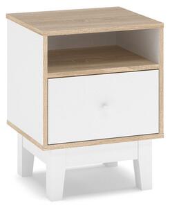 Noptiera Model Stark, Alb/Stejar sonoma, 45x44x58cm