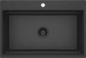 Deante Magnetic, chiuvetă din granit cu 1 cameră 760x520x220mm, grafit metalic, DEA-ZRM_G10B