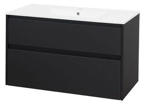 Mereo Mereo, Opto, dulap baie cu chiuveta ceramica 101 cm, alb, stejar, alb/stejar, negru, MER-CN942
