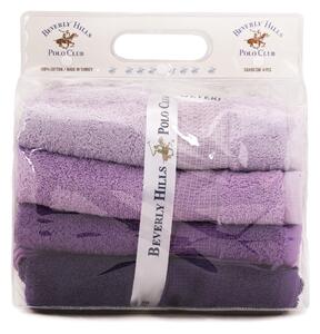 Set 4 prosoape de baie 801, lila/violet, bumbac 100%, 50x90 cm