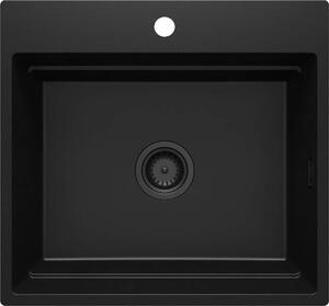 Deante Magnetic, chiuvetă din granit cu 1 cameră 560x520x220mm, negru mat, DEA-ZRM_N10A