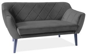 Canapea fixa cu stofa catifelata neagra KARO 2 si picioare wenge, 140x