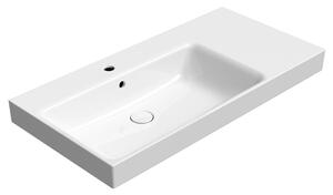 GSI GSI, lavoar ceramic NUBES 100x50cm, cu spațiu de depozitare în dreapta, alb ExtraGlaze, 9627111