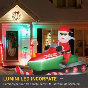 HOMCOM Mos Craciun gonflabil cu Lumini LED Integrate, Ornament de Craciun pentru Exterior, Decoratiune de exterior | AOSOM RO