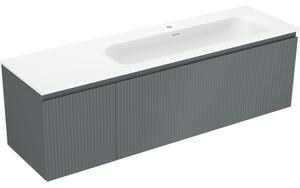 Mexen Rivel, Dulap baie 160 cm cu lavoar dreapta Vela, 1S, 1D, canelat, grafit/alb mat, 91A23-16047-3-BBFF66-W23P01